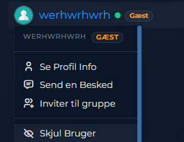 Bugfixes - Skjul/Vis Bruger 