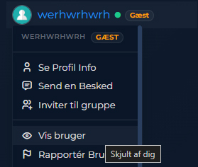 Bugfixes - Skjul/Vis Bruger 
